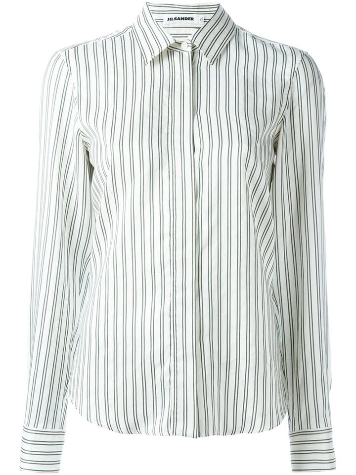 Jil Sander Striped Shirt, Women's, Size: 36, White, Silk/cotton