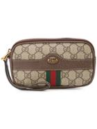 Gucci Gg Supreme Wristlet Pouch - Brown