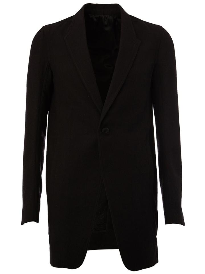 Rick Owens One Button Blazer, Men's, Size: 48, Black, Cotton/cupro/virgin Wool
