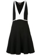 Giambattista Valli Plunging V-neck Flared Dress, Women's, Size: 40, Black, Polyester/viscose