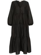 Matteau Mattu Long Sleeve Tiered Dress Deep V Ma - Black