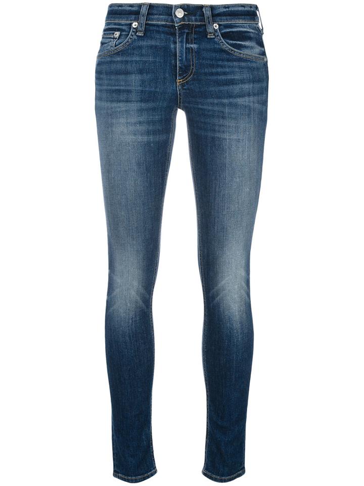 Rag & Bone /jean Lightly Distressed Skinny Jeans, Women's, Size: 25, Blue, Cotton/polyurethane