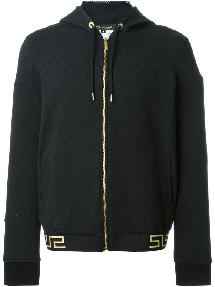 Versace Zipped Up Hoodie, Men's, Size: 40, Grey, Polyester/spandex/elastane/viscose