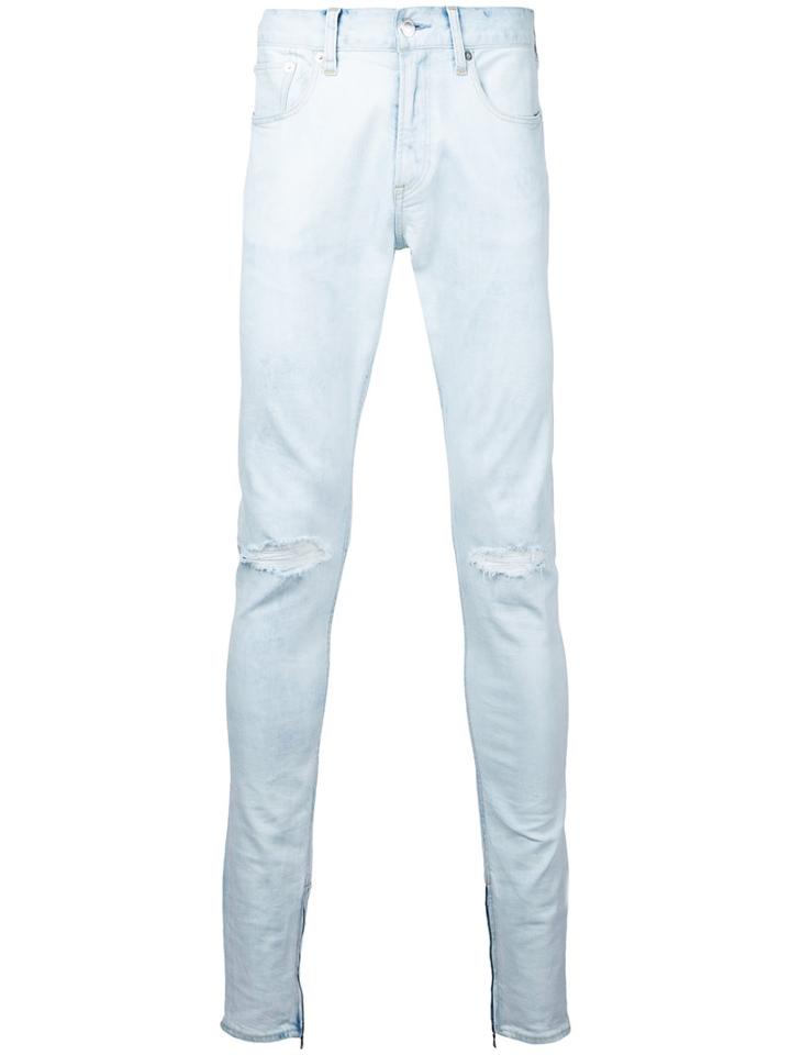 Monkey Time - Distressed Skinny Jeans - Men - Cotton/spandex/elastane - M, Blue, Cotton/spandex/elastane