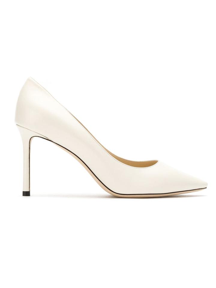 Jimmy Choo Linen Kid Leather Pointy Toe Pumps - White