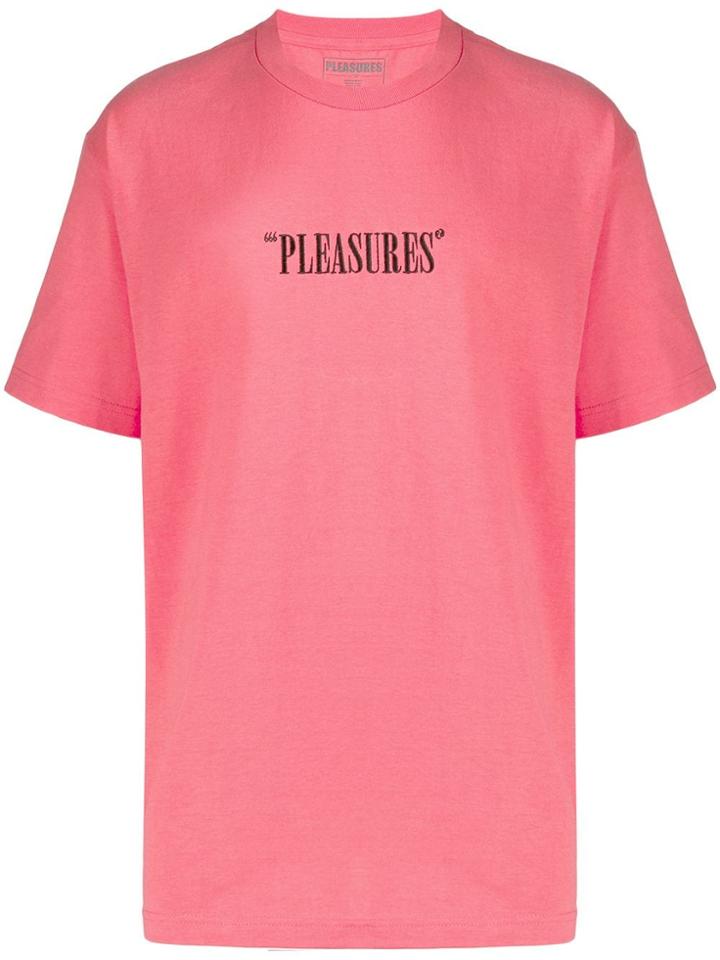 Pleasures Embroidered Logo T-shirt - Pink