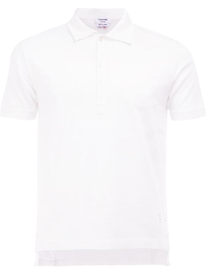 Thom Browne Perforated Polo Shirt, Men's, Size: 4, White, Cotton