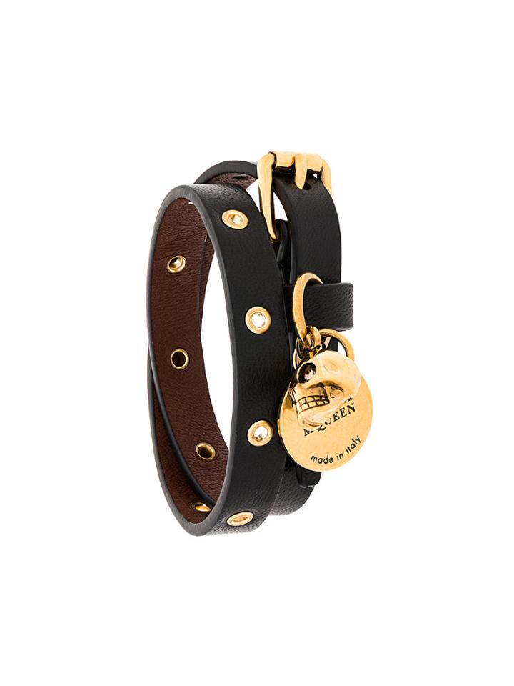 Alexander Mcqueen Double Wrap Skull Bracelet - Black