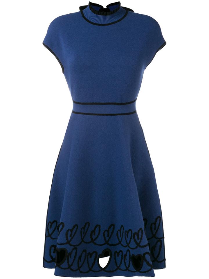 Fendi Short-sleeve Embroidered Dress - Blue