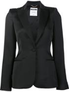 Moschino Peaked Lapel Blazer, Women's, Size: 38, Black, Rayon/virgin Wool