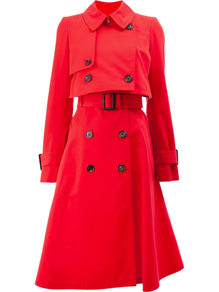 Alexander Mcqueen Draped Midi Trenchcoat - Red