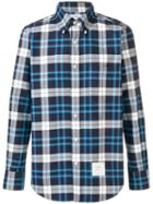 Thom Browne Center-back Stripe Tb Tartan Shirt - Blue