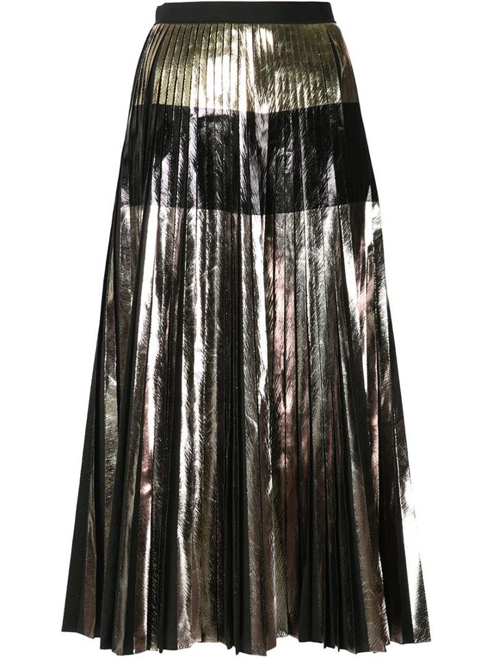 Proenza Schouler Pleated A-line Skirt, Women's, Size: 6, Black, Acetate/polyester