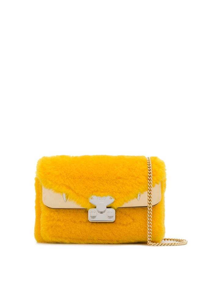 Fendi Bag Bugs Lamb-fur Shoulder Bag - Yellow