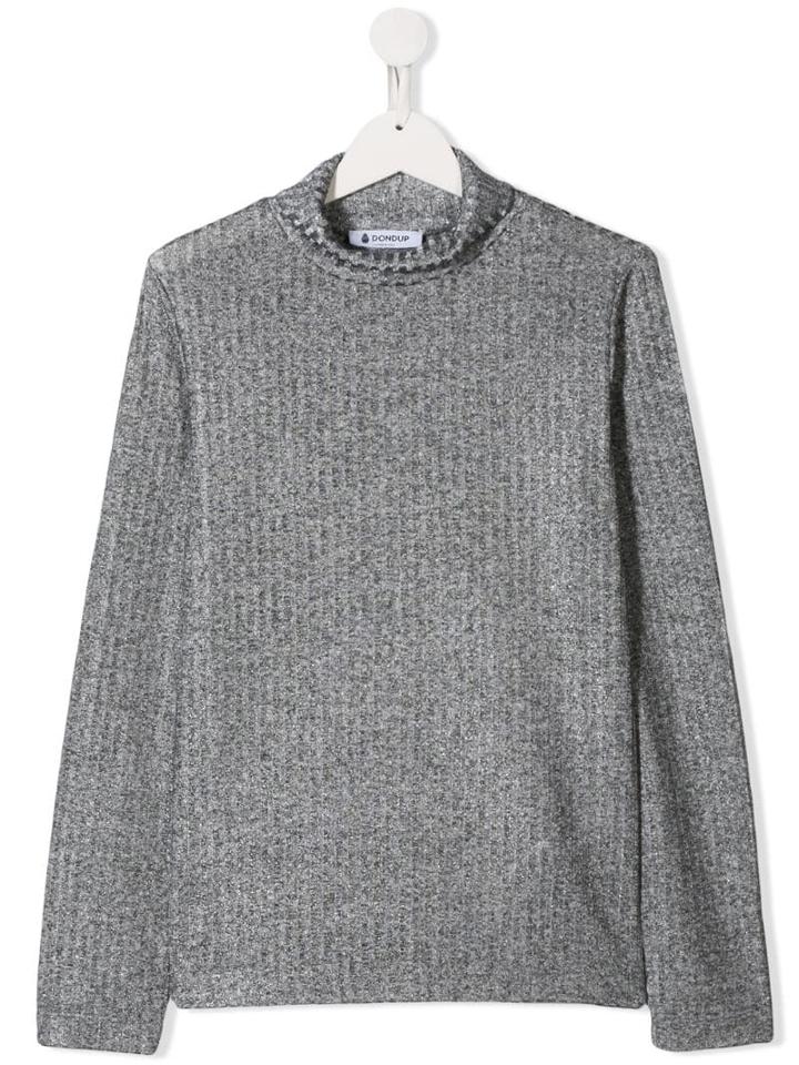 Dondup Kids Lurex Knit Roll Neck Jumper - Grey