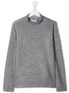 Dondup Kids Lurex Knit Roll Neck Jumper - Grey