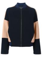 Cédric Charlier Panelled Sleeve Bomber Jacket, Women's, Size: 42, Black, Polyamide/acetate/rayon/wool
