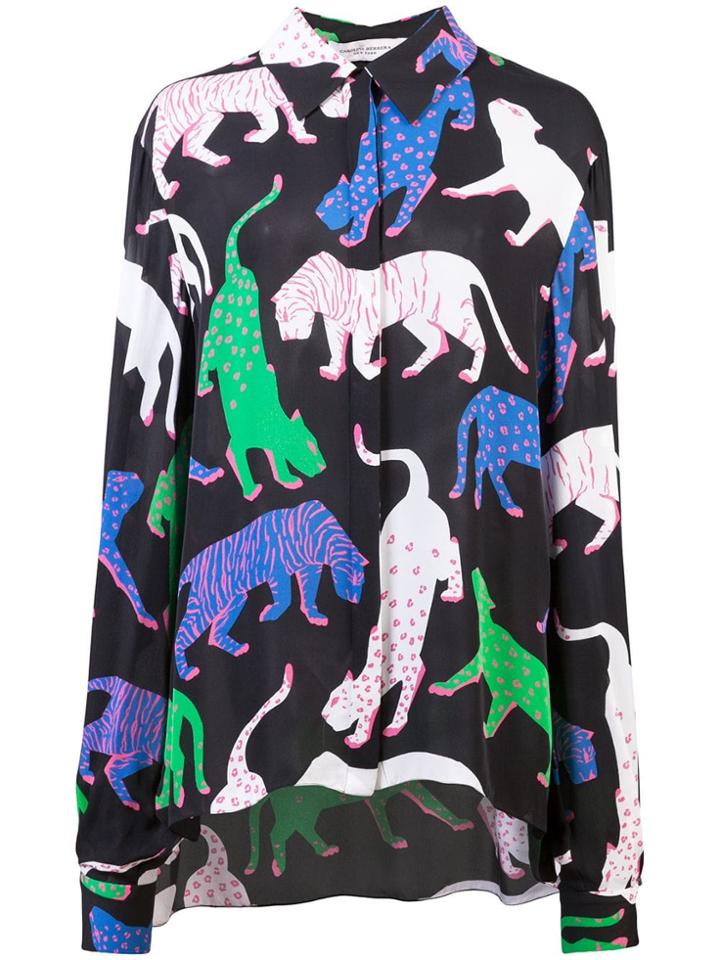 Carolina Herrera Sheer Animal Print Shirt - Black