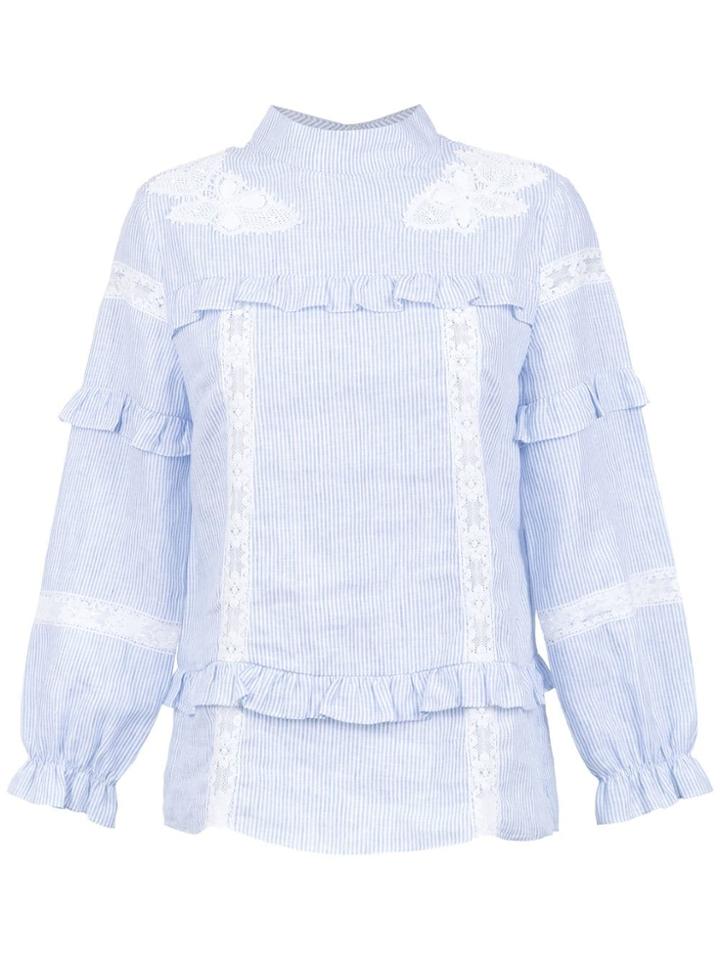 Martha Medeiros Striped Linen Top - Blue