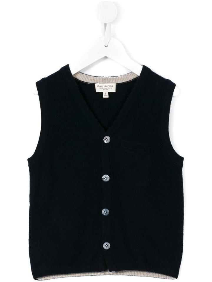 Cashmirino - V-neck Knitted Gilet - Kids - Cashmere - 4 Yrs, Blue