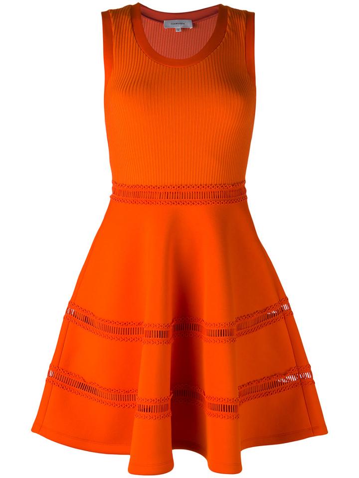 Carven - Flared Dress - Women - Polyester/spandex/elastane - Xs, Yellow/orange, Polyester/spandex/elastane
