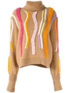 Peter Pilotto Multicoloured Loop Detail Turtleneck Sweater - Brown