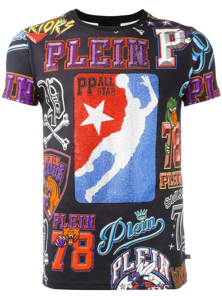 Philipp Plein Printed T-shirt, Men's, Size: Xs, Black, Cotton/crystal