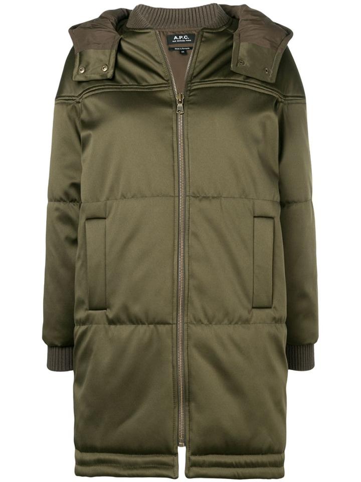 A.p.c. Padded Parka Coat - Green