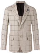 Lardini Checked Blazer, Men's, Size: 56, Brown, Viscose/wool/linen/flax/cupro