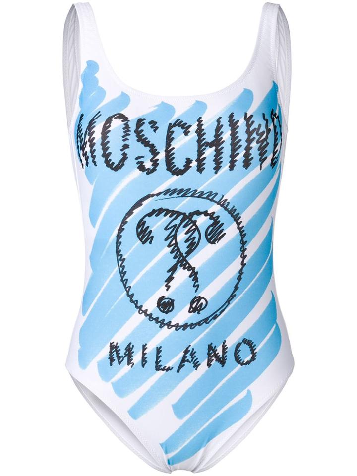 Moschino Sketch Print Swimsuit - White