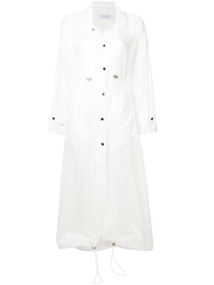 Versace Collection Long Drawstring Raincoat - White