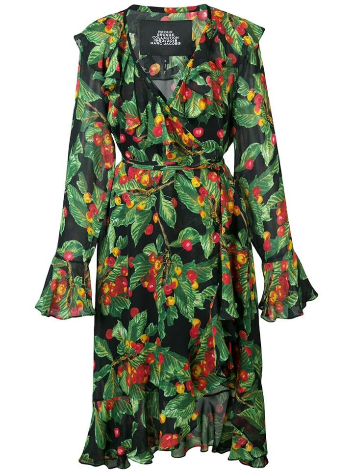 Marc Jacobs Printed Bell-sleeve Wrap Dress - Black