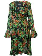 Marc Jacobs Printed Bell-sleeve Wrap Dress - Black