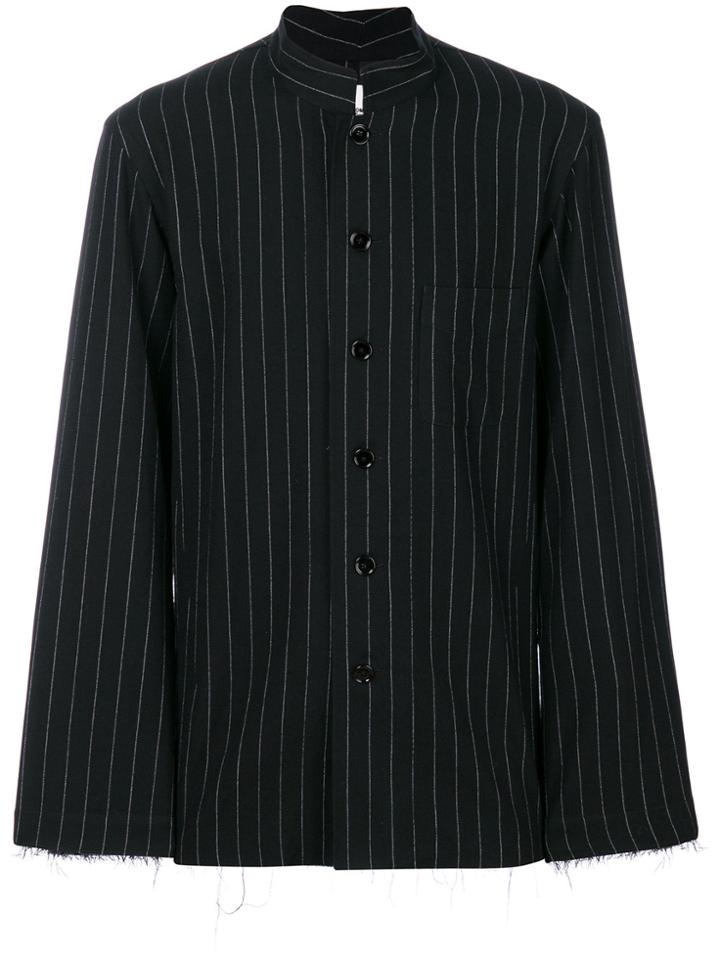 Takahiromiyashita The Soloist High Collar Pinstripe Shirt - Black