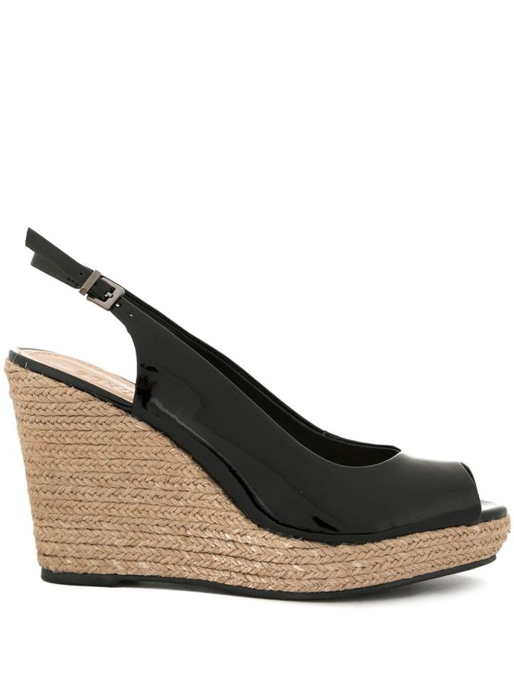 Schutz Peep Toe Patent Wedges - Black