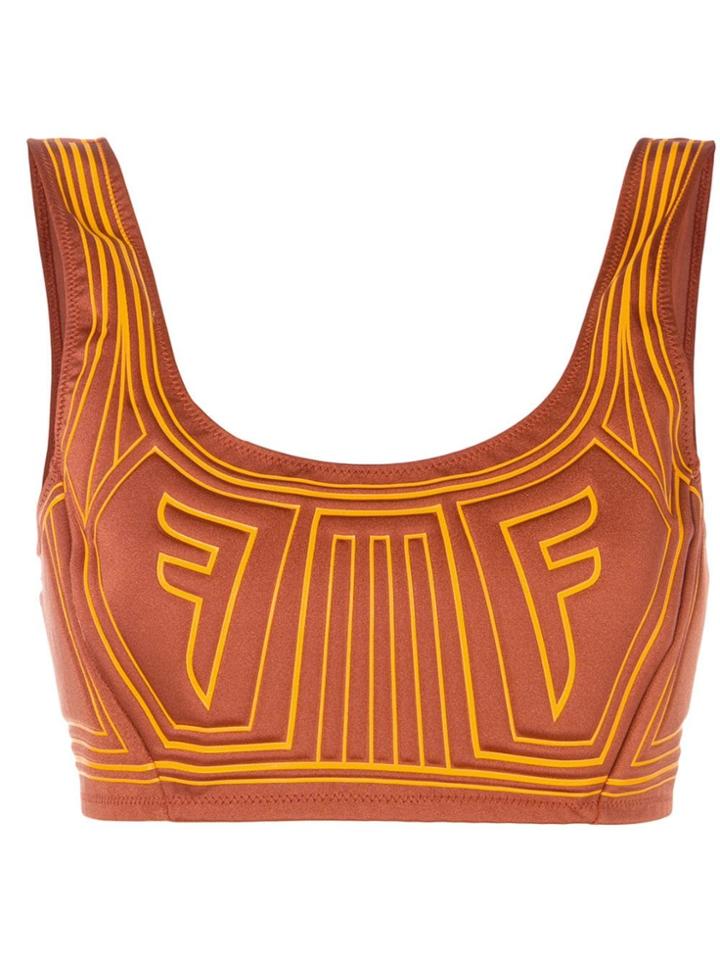 Fendi Graphic Logo Crop Top - Orange