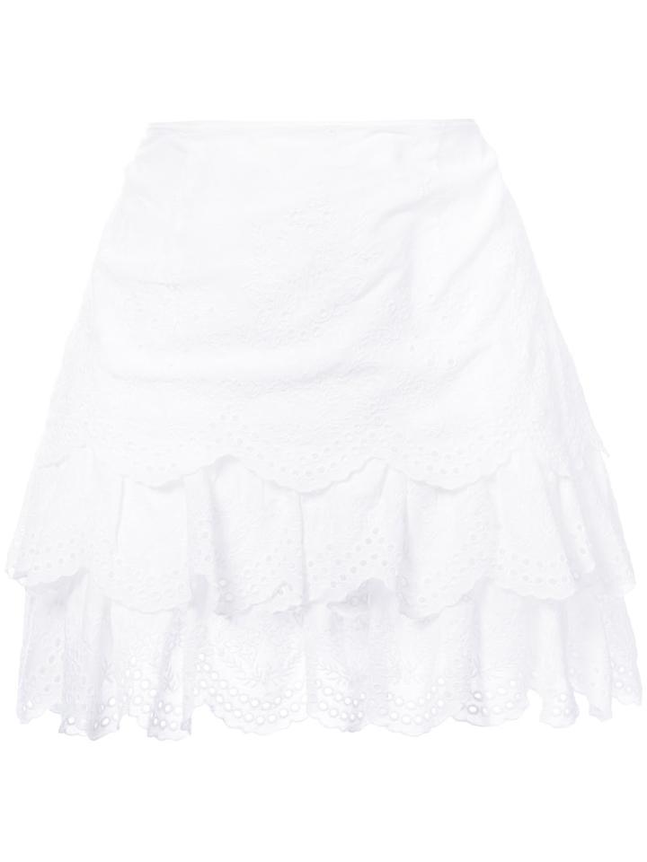 Ulla Johnson - English Embroidery Layered Skirt - Women - Cotton - 6, White, Cotton