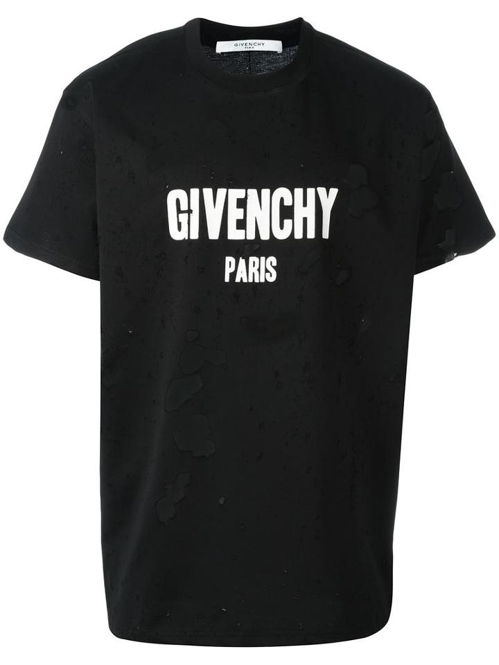 Givenchy Columbian-fit Distressed Logo Print T-shirt, Men's, Size: Small, Black, Cotton