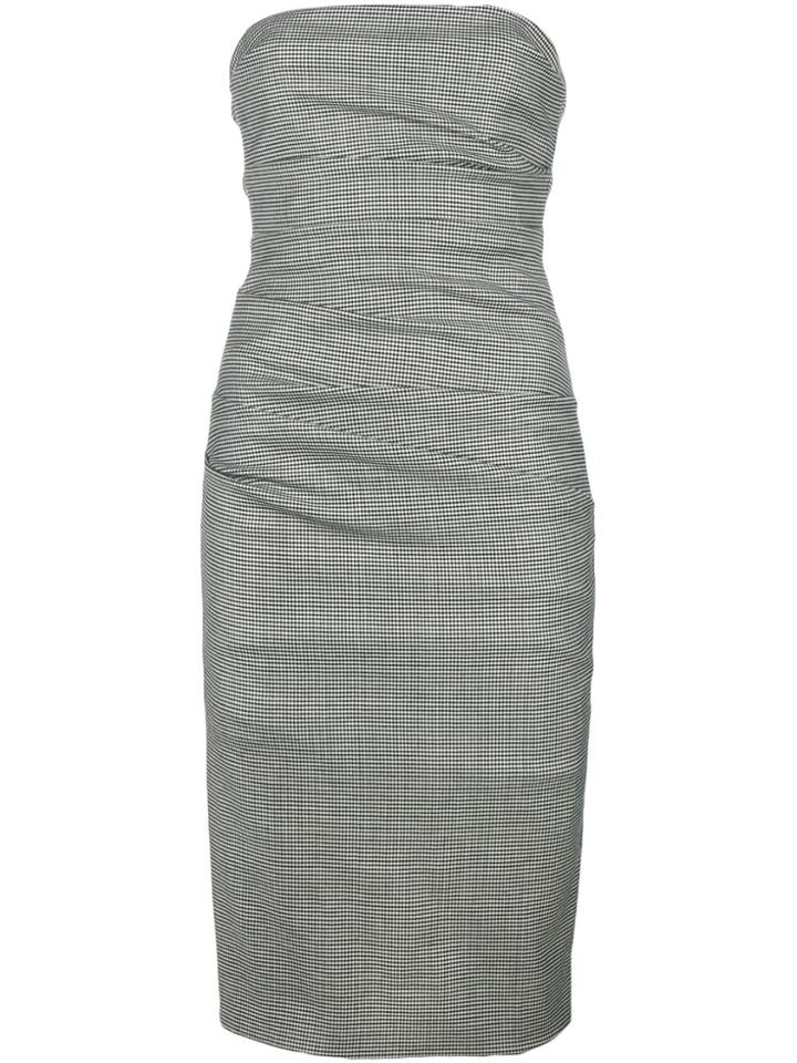 Moschino Vintage Strapless Check Fitted Dress - Black