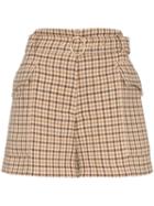 Nanushka Lucas High-waisted Checked-wool Shorts - Brown
