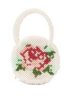 Shrimps Rose Pearl-embellished Clutch Bag - White