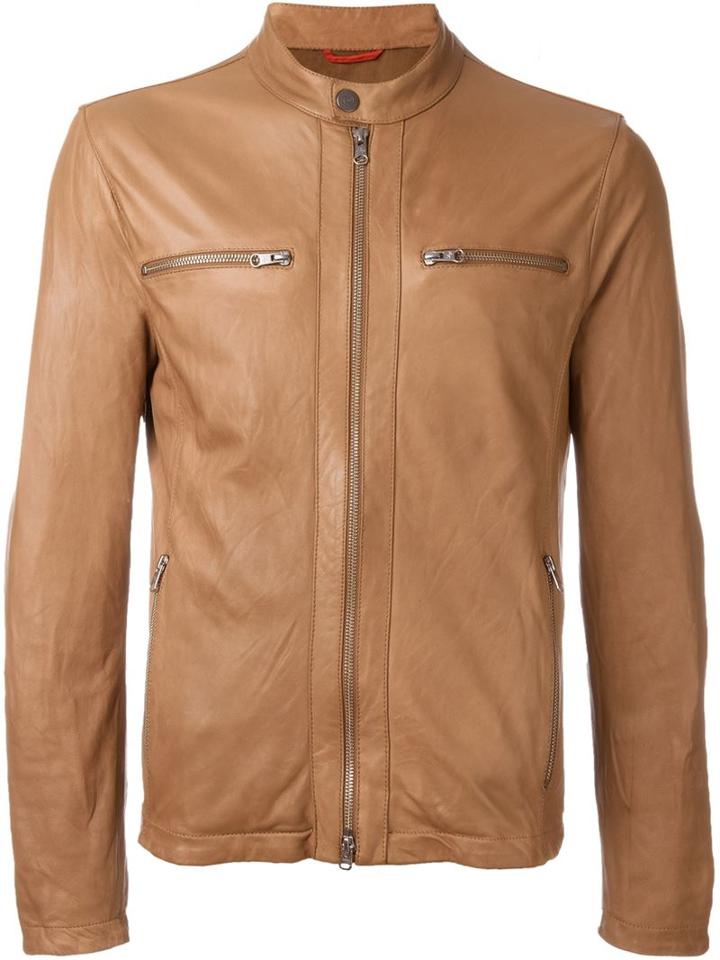Fay Zip Leather Jacket