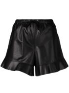 Red Valentino Leather Flared Hem Shorts - Black