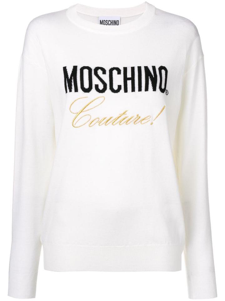 Moschino Logo Knitted Sweatshirt - White