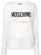 Moschino Logo Knitted Sweatshirt - White