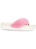Natasha Zinko Fuzzy Flip Flops - Pink & Purple