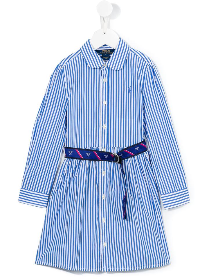 Ralph Lauren Kids Striped Shirt Dress, Girl's, Size: 6 Yrs, Blue