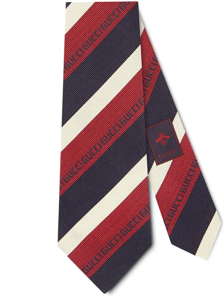 Gucci Gucci Pinstripe Silk Tie - Blue