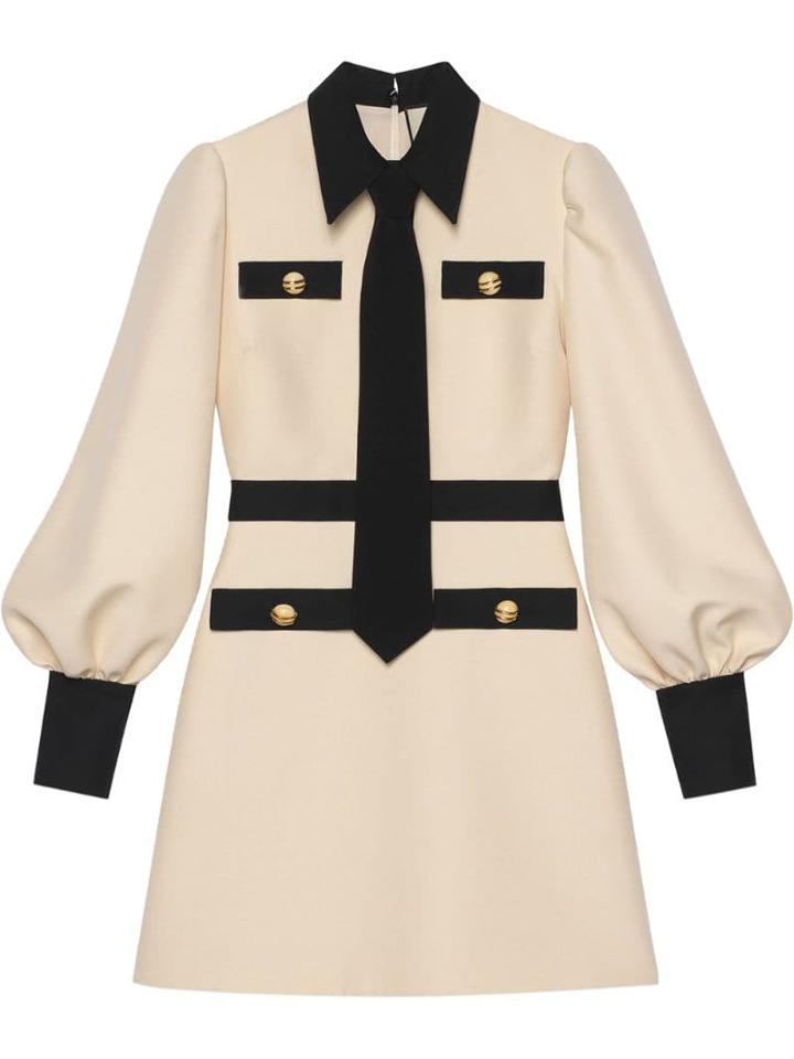 Gucci Wool Silk Dress With Tie - White