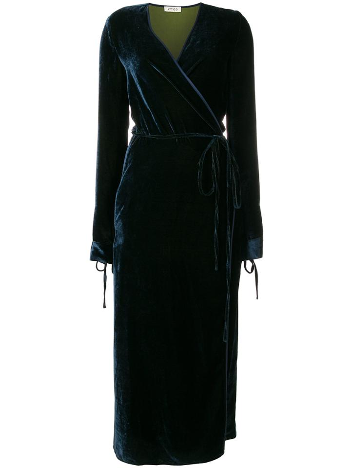 Attico Velvet Wrap Dress - Blue